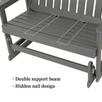 Poly Lumber Patio Glider, HIPS Material Weather-Resistant Swing Bench for Outdoor Porch Garden, Gray