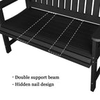 Poly Lumber Outdoor Bench, HIPS All-Weather Bench, Never Rots or Fades, for Patio, Porch, Garden and Park, 700 lbs Weight Capacity (Black, 44-inch)