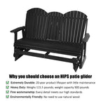 HIPS Patio Glider with Foldable Cup Holders, Durable Poly Lumber Material, All-Weather Resistant, High Backrest and Deep Contoured Seat, Heavy Duty 900 LB, for Outdoor, Porch, Patio (Black, 3-Seat)