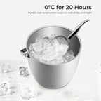Fortune Candy Insulated Ice Bucket, Stainless Steel Ice Bucket with Ice Tongs, 2.8 L (Silver)