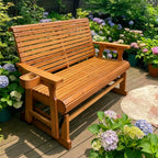 Fortune Candy Patio Glider with Cup Holders, High Roll Back and Deep Contoured Seat, Heavy Duty 800 Lb (Brown, 2-Seater)