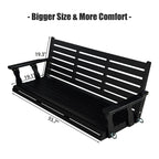 Wooden Porch Swing, Ergonomic Seat, Bench Swing with Hanging Chains and 7mm Springs, Heavy Duty 800 LBS, for Outdoor Patio Garden Yard (Carbon Black, 3-Seater Extra Large)