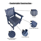 Poly Lumber Patio Dining Chair Set of Two, HIPS Outdoor Dining Chairs, Weather Resistant, Slat Back (2 Piece, Navy Blue)