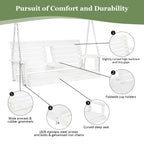 Poly Lumber 2-Seat Porch Swing, HIPS 4.5-Feet Bench Swing with Foldable Cup Holders,18/8 Stainless Steel Hardware, High Backrest and Deep Contoured Seat (Snow White, 4.5-feet)