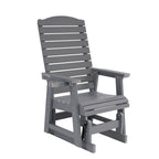 Poly Lumber Patio Glider for One Person, with Cup Holders, High Backrest and Deep Contoured Seat, HIPS Material, All-Weather Resistant, Heavy Duty 700 Pounds (Classic Gray)