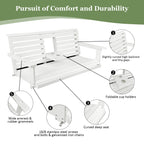 Poly Lumber 3-Seat Porch Swing, HIPS 5-Feet Bench Swing with Foldable Cup Holders,18/8 Stainless Steel Hardware, High Backrest and Deep Contoured Seat, White