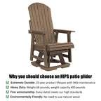 HIPS Swivel Patio Glider, Poly Lumber Weather Resistant Outdoor Chair, for Patio, Porch, Yard (Brown)
