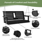 Poly Lumber 3-Seat Porch Swing, HIPS 5-Feet Bench Swing with Foldable Cup Holders,18/8 Stainless Steel Hardware, High Backrest and Deep Contoured Seat (Carbon Black, 4.5-feet)