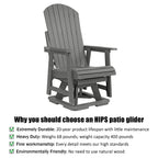 HIPS Swivel Patio Glider, Poly Lumber Weather Resistant Outdoor Chair, for Patio, Porch, Yard (Gray)