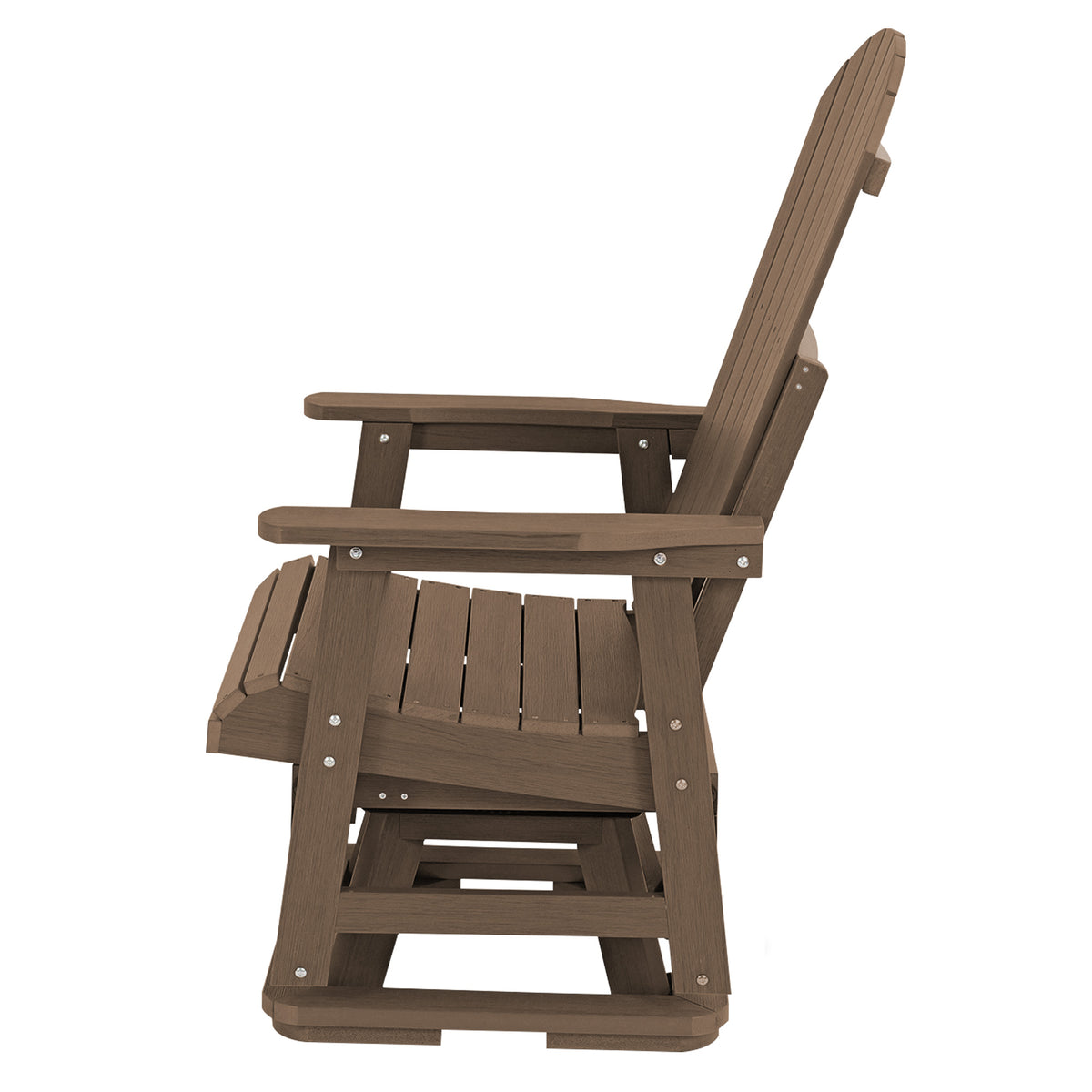 HIPS Swivel Patio Glider, Poly Lumber Weather Resistant Outdoor Chair, for Patio, Porch, Yard (Brown)