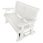 HDPE Patio Glider, Poly Lumber Weather-Resistant Outdoor Glider Bench, for Patio, Porch, Yard (Ivory White, 2-Seater)