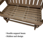 Poly Lumber Patio Glider, HIPS Material Weather-Resistant Swing Bench for Outdoor Porch Garden, Deep Brown