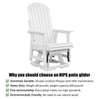 HIPS Swivel Patio Glider, Poly Lumber Weather Resistant Outdoor Chair, for Patio, Porch, Yard (White)