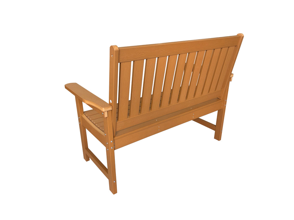 Poly Lumber Outdoor Bench, HIPS All-Weather Bench, Never Rots or Fades, for Patio, Porch, Garden and Park, 700 lbs Weight Capacity (Brown, 44-inch)