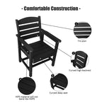 Poly Lumber Patio Dining Chair Set of Two, HIPS Outdoor Ladder Back Chair, Weather Resistant (Black, 2 Piece)