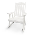 Fortune Candy Wooden Rocking Chair with Comfortable Backrest Inclination, High Backrest and Deep Contoured Seat, Solid Fir Wood, Heavy Duty 600 LBS, for Backyard, Porch and Patio (PU White)