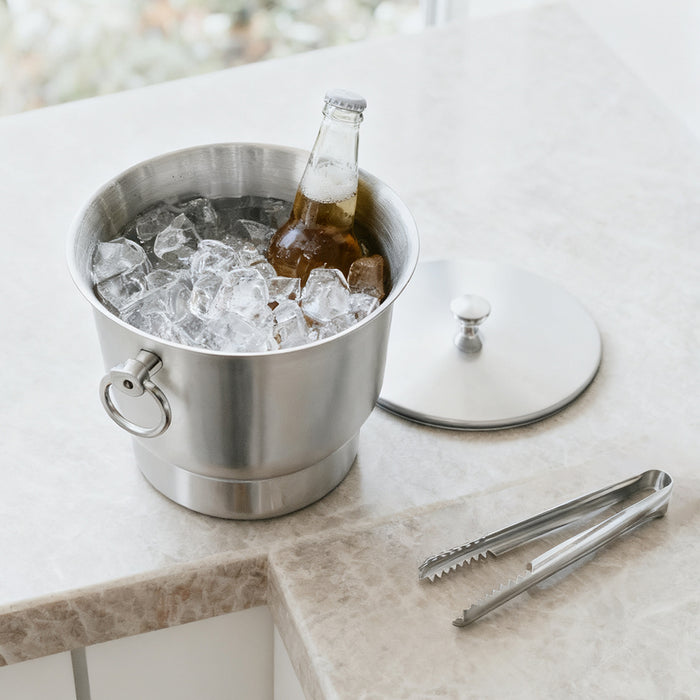 Fortune Candy Insulated Ice Bucket - Double Walled Stainless Steel Ice Bucket with Ice Tongs and Lid - 3.3 L