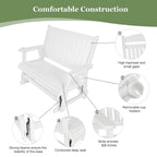HIPS Patio Glider with Cup Holders, Durable Poly Lumber Material, All-Weather Resistant, High Backrest and Deep Contoured Seat, Heavy Duty 900 LB, for Outdoor, Porch, Patio (White, 2-Seat)