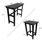 HDPE Patio Bar Set, Outdoor Bar Stools with Table, Weather Resistant, for Poolside, Garden, Yard, Balcony (3 Piece)