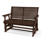 Wooden Patio Glider with High Roll Back and Deep Contoured Seat, Solid Fir Wood, 2-Seater, Heavy Duty 800 LBS, 4 Feet (Deep Brown)