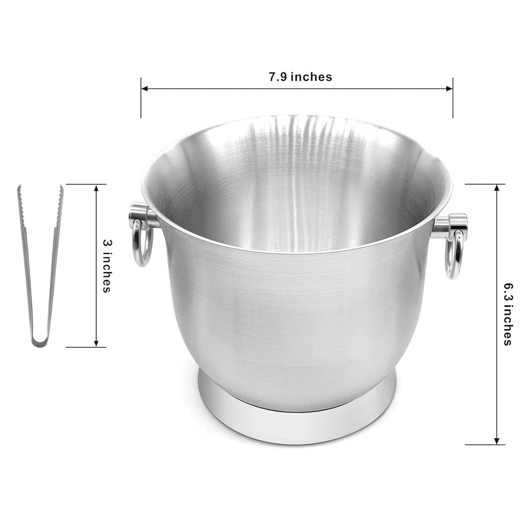 Fortune Candy Insulated Ice Bucket - Double Walled Stainless Steel Ice Bucket with Ice Tongs and Lid - 3.3 L