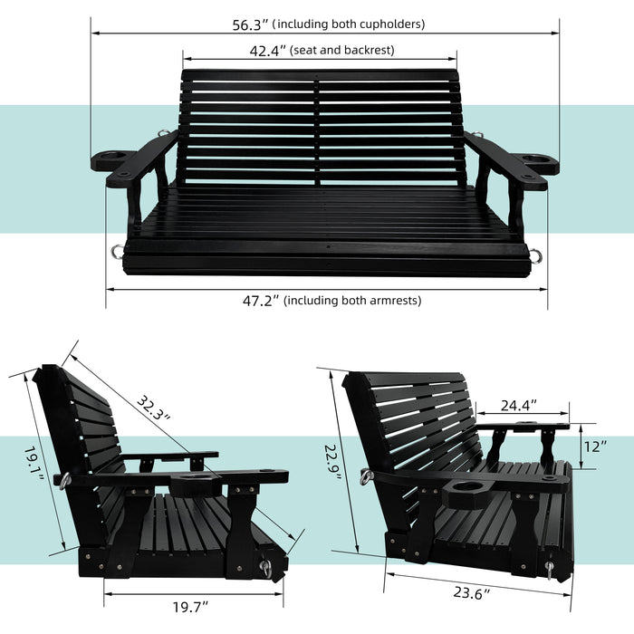Porch Swing  4 FT Extra Large, Black