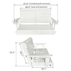 HDPE Porch Swing with 18/8 Stainless Steel Bolts, Ergonomic Design, Ultra Weather-Resistant, Heavy Duty 1200 LBS, for Outdoor Patio Garden Yard (Vanilla White)