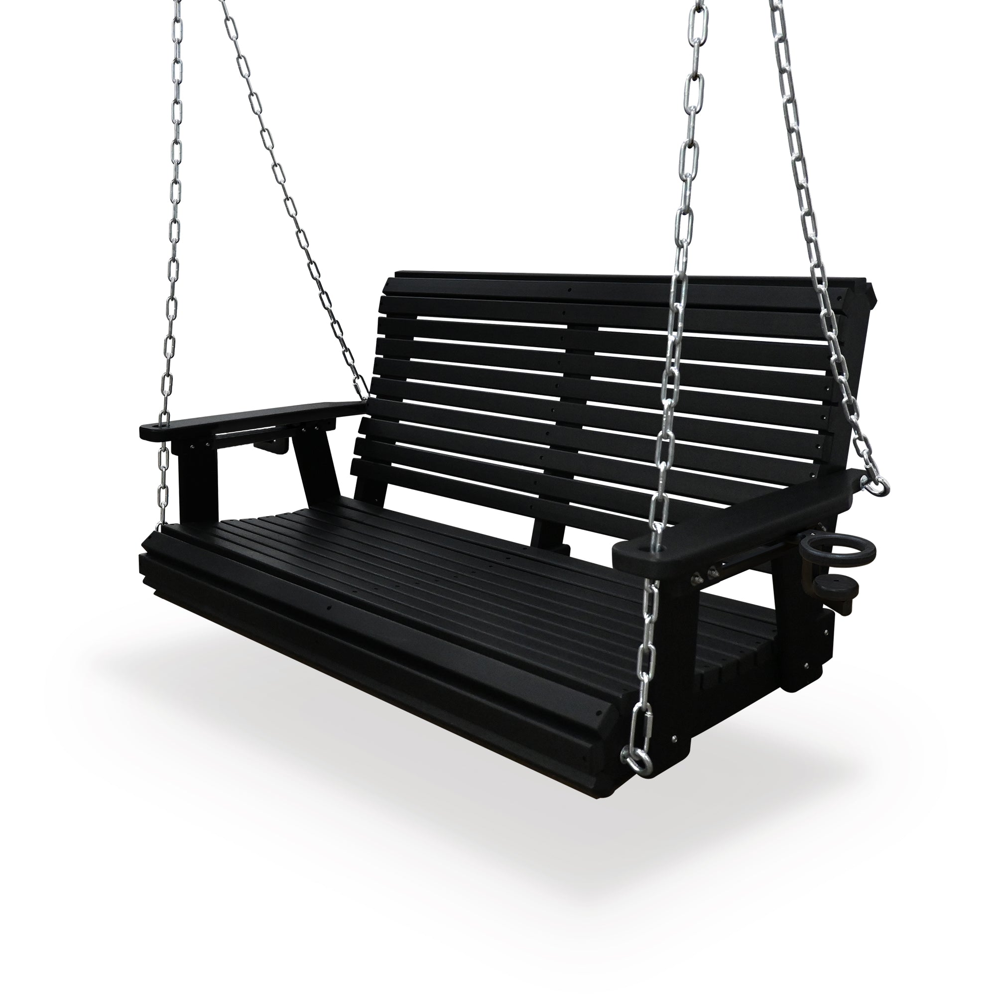 HDPE Porch Swing with 18/8 Stainless Steel Bolts, Ergonomic Design, Ultra Weather-Resistant, Heavy Duty 1200 LBS, for Outdoor Patio Garden Yard (Darknight Black)