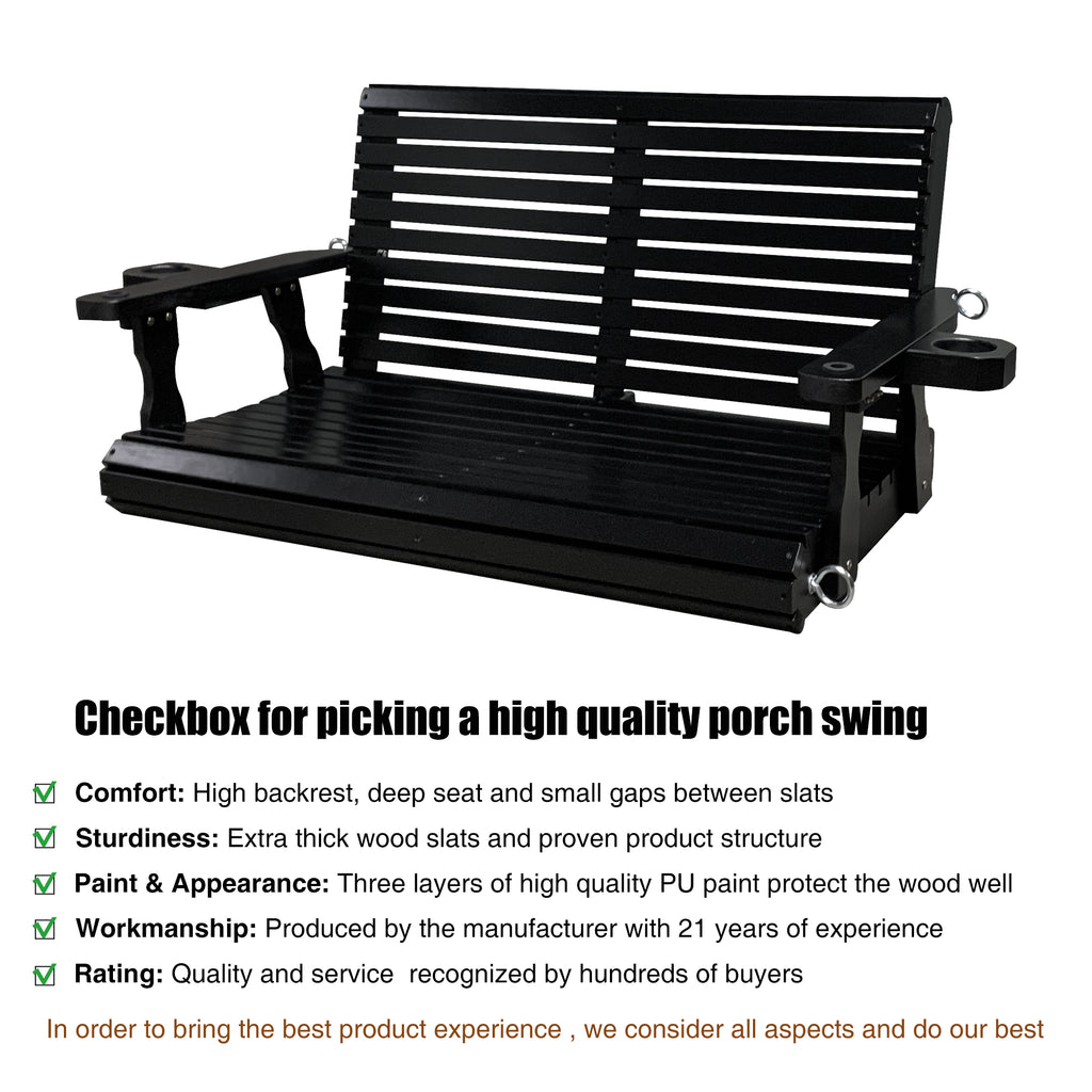 Porch Swing  4 FT Extra Large, Black