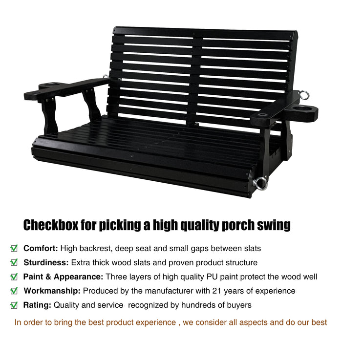 Porch Swing  4 FT Extra Large, Black