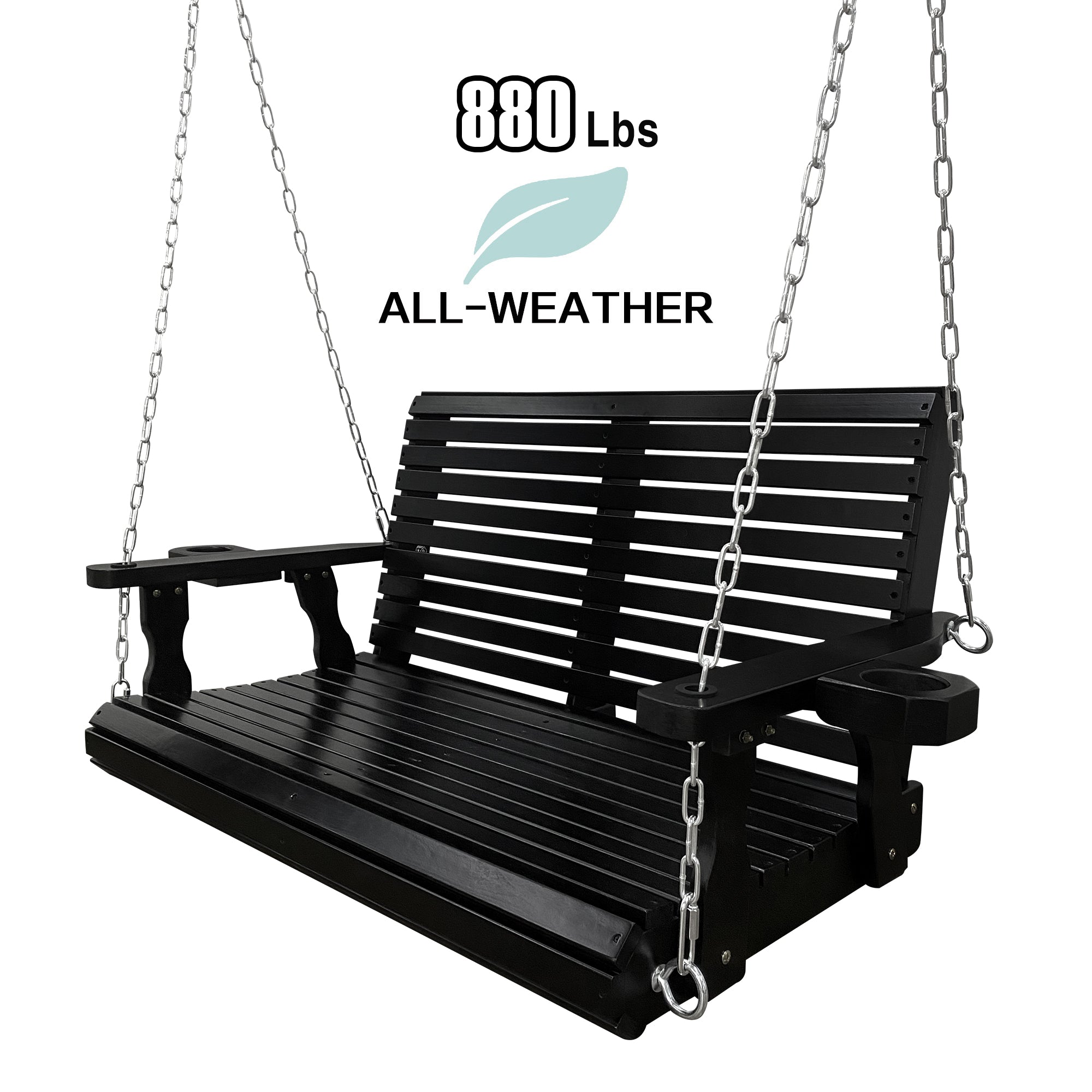 Porch Swing  4 FT Extra Large, Black