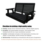 HDPE Porch Swing with 18/8 Stainless Steel Bolts, Ergonomic Design, Ultra Weather-Resistant, Heavy Duty 1200 LBS, for Outdoor Patio Garden Yard (Darknight Black)