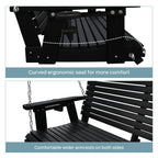 HDPE Porch Swing with 18/8 Stainless Steel Bolts, Ergonomic Design, Ultra Weather-Resistant, Heavy Duty 1200 LBS, for Outdoor Patio Garden Yard (Darknight Black)