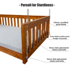 6 FT Wooden Porch Swing Bed with Thick Cushion – Outdoor Hanging Daybed for Patio or Porch, Solid Fir Wood Frame, Heavy Duty 1000 LBS