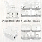 Fortune Candy Patio Glider with Cup Holders, High Roll Back and Deep Contoured Seat,Heavy Duty 800 Lb (White, 2-Seater)