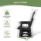 HIPS Swivel Patio Glider, Poly Lumber Weather Resistant Outdoor Chair, for Patio, Porch, Yard (Matte Black)