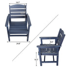 Poly Lumber Patio Dining Chair Set of Two, HIPS Outdoor Ladder Back Chair, Weather Resistant (Navy Blue, 2 Piece)