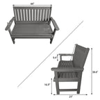 Poly Lumber Outdoor Bench, HIPS All-Weather Bench, Never Rots or Fades, for Patio, Porch, Garden and Park, 700 lbs Weight Capacity (Gray, 44-inch)