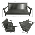 HDPE 3-Seater Porch Swing, 5-Feet Bench Swing with Foldable Cup Holders,18/8 Stainless Steel Hardware, High Backrest and Deep Contoured Seat (Gray, 5-feet)