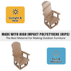 HIPS Swivel Patio Glider, Poly Lumber Weather Resistant Outdoor Chair, for Patio, Porch, Yard (Brown)