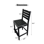 HDPE Patio Bar Set, Outdoor Bar Stools with Table, Weather Resistant, for Poolside, Garden, Yard, Balcony (Black, 2 Piece - with Backrest)