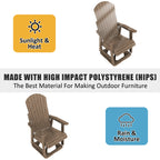HIPS Swivel Patio Glider, Poly Lumber Weather Resistant Outdoor Chair, for Patio, Porch, Yard (Brown)