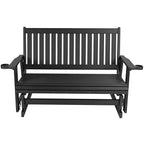 HIPS Patio Glider with Cup Holders, All-Weather Resistant, High Backrest and Deep Contoured Seat, Heavy Duty 900 LB (3 Seat - Carbon Black)