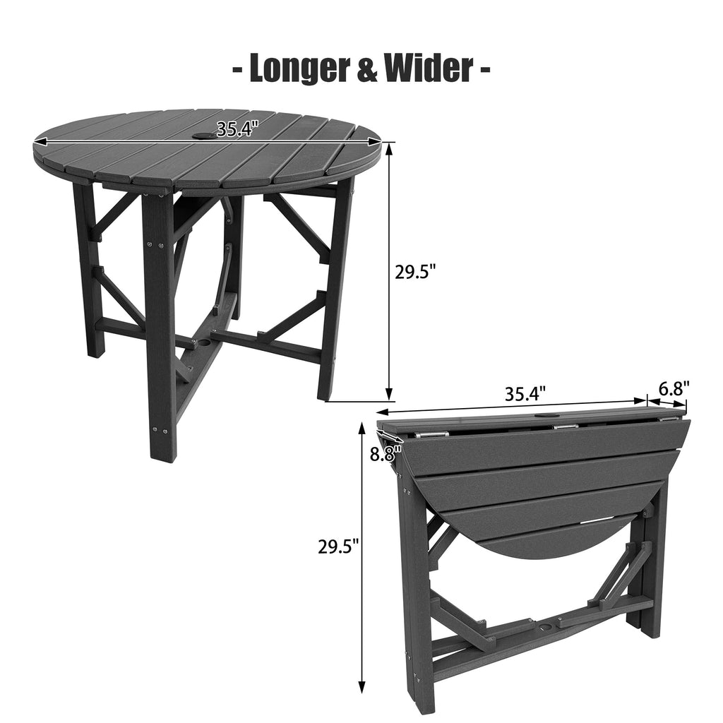 HDPE Patio Round Table 36 " All-Weather Outdoor Dining Table for Garden,Patio,Backyard