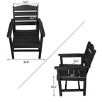 Modern HDPE Patio Dining Set, Poly Lumber Table and Chair, with Umbrella Hole, Weather Resistant, for Outdoor, Yard, Lawn (Black, 5 Piece - 36.2'' Table)