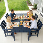 Poly Lumber Patio Dining Set, HIPS Outdoor Dining Table and Chairs, with Umbrella Hole, Weather Resistant (5 Piece, Navy Blue)