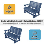 HDPE Patio Glider, Poly Lumber Weather-Resistant Outdoor Glider Bench, for Patio, Porch, Yard,  (Navy Blue, 2-Seater)
