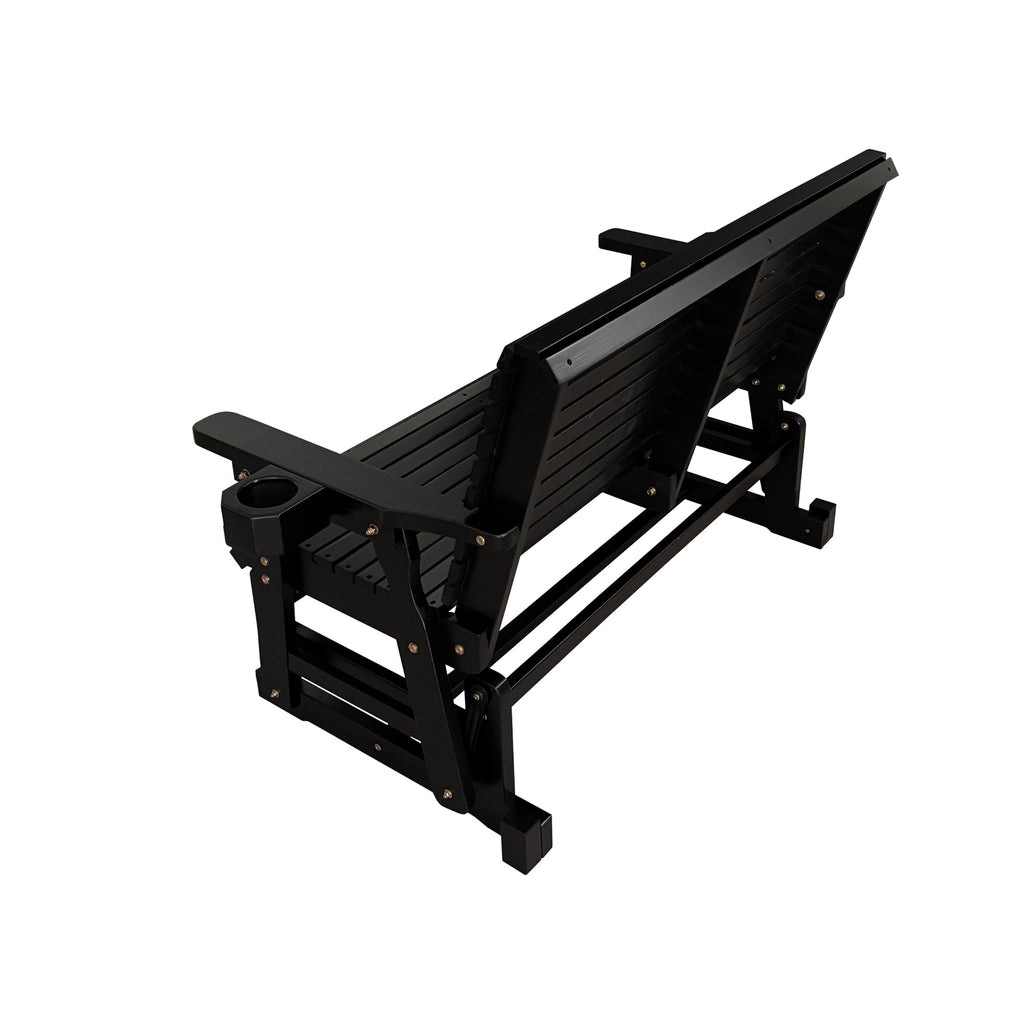 Fortune Candy Patio Glider with Cup Holders, High Roll Back and Deep Contoured Seat,Heavy Duty 800 Lb (Black, 2-Seater)