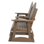 HIPS Patio Glider with Foldable Cup Holders, Durable Poly Lumber Material, All-Weather Resistant, High Backrest and Deep Contoured Seat, Heavy Duty 900 LB, for Outdoor, Porch, Patio (Brown, 3-Seat)
