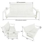 HDPE 3-Seater Porch Swing, 5-Feet Bench Swing with Foldable Cup Holders,18/8 Stainless Steel Hardware, High Backrest and Deep Contoured Seat (White, 5-feet)